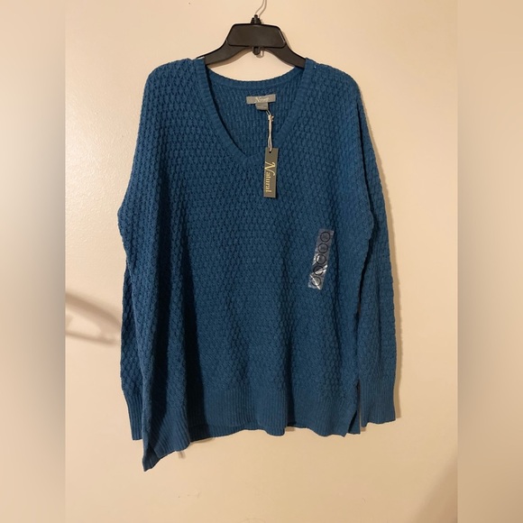 Natural Reflections Coral Blue Knit Sweater XXL - Picture 1 of 4